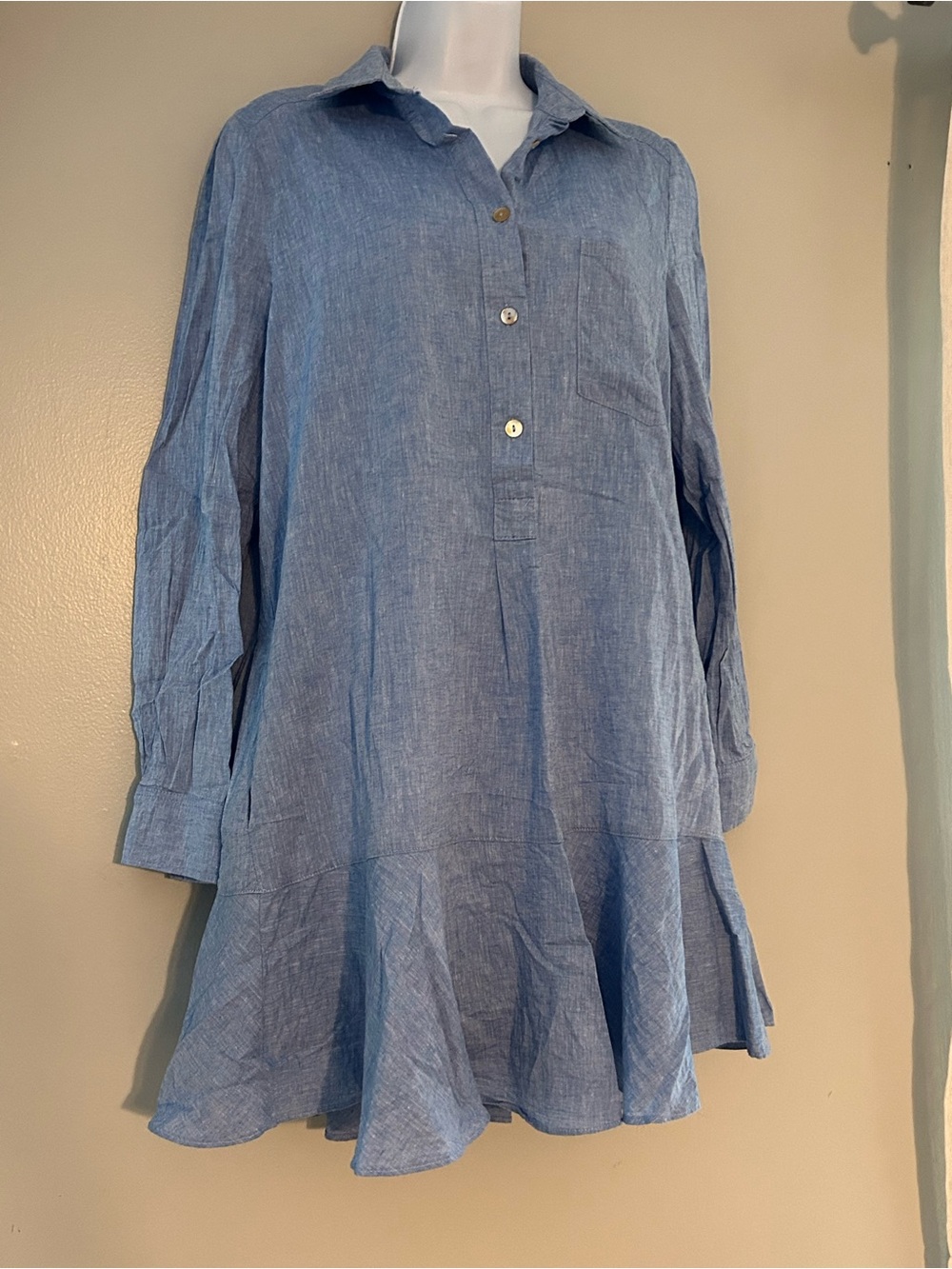 Tuckernuck Light Blue Linen Shirt Dress